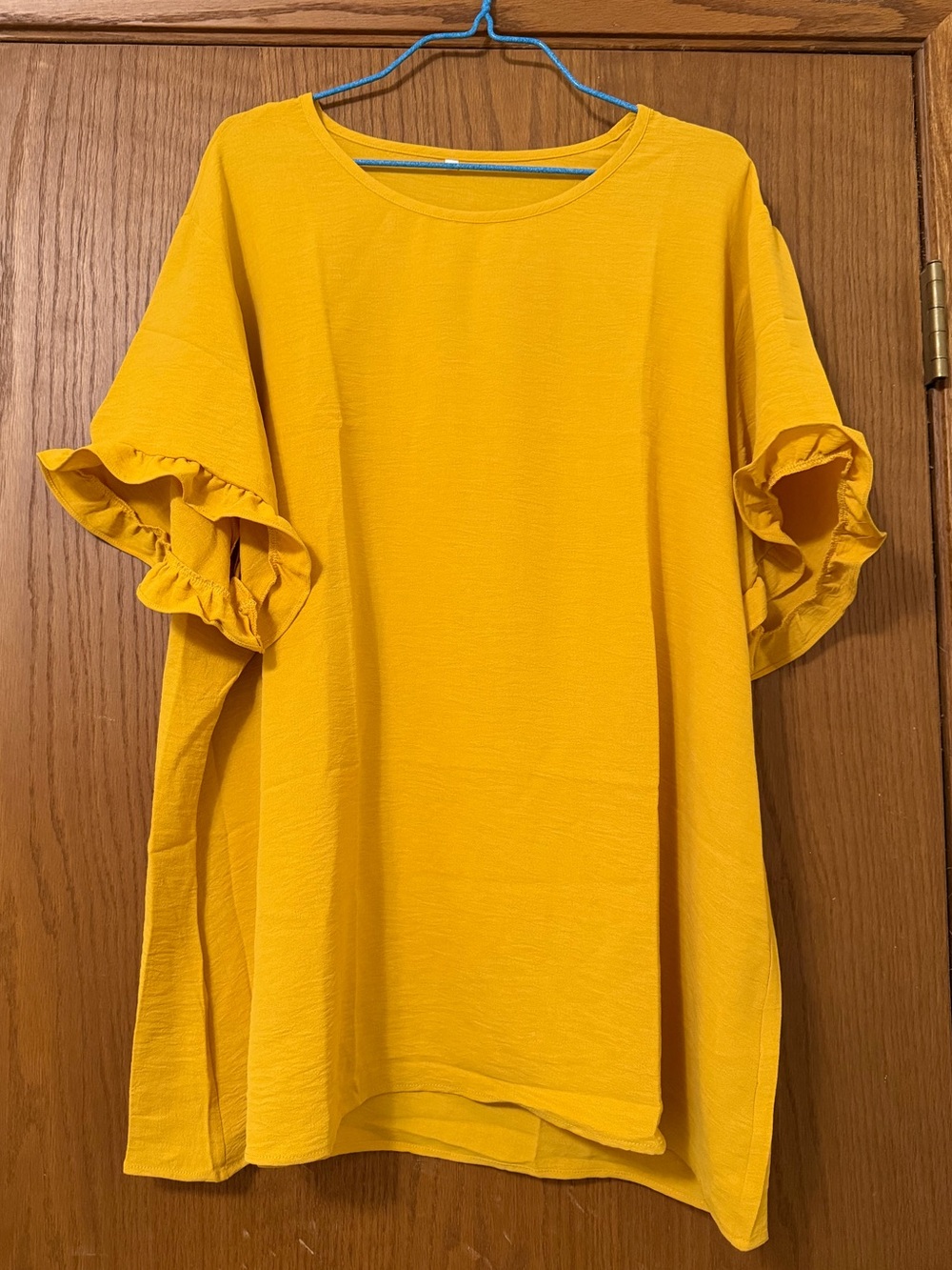Amazon Women's Ruffle Sleeve Tee in Mustard Yellow